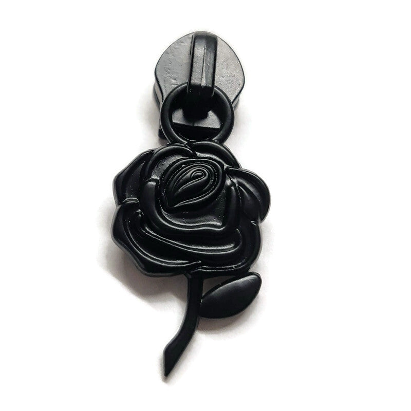 #5 Black Rose Nylon Zipper Pulls Matte Black - 3pcs Default Title Atelier Fiber Arts