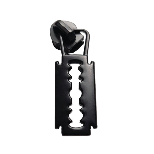 #5 Razor Blade Zipper Pulls in Matte Black at Atelier Fiber Arts