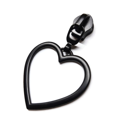 #5 Large Open Heart Zipper Pulls in Matte Black at Atelier Fiber Arts