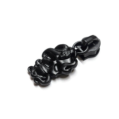 #5 Snake Charmer Zipper Pulls in Matte Black at Atelier Fiber Arts