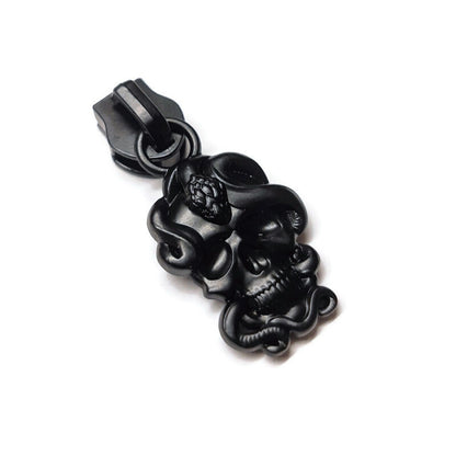 #5 Snake Charmer Nylon Zipper Pulls in Matte Black - 3pcs Atelier Fiber Arts