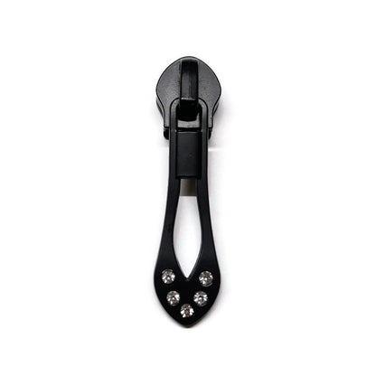 #5 Bedazzling Nylon Zipper Pulls in Matte Black - 3pcs Atelier Fiber Arts