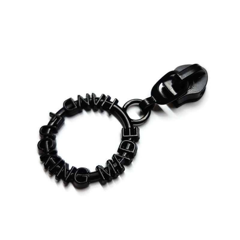 #5 Hand Ducking Made Nylon Zipper Pulls in Matte Black - 3pcs Atelier Fiber Arts